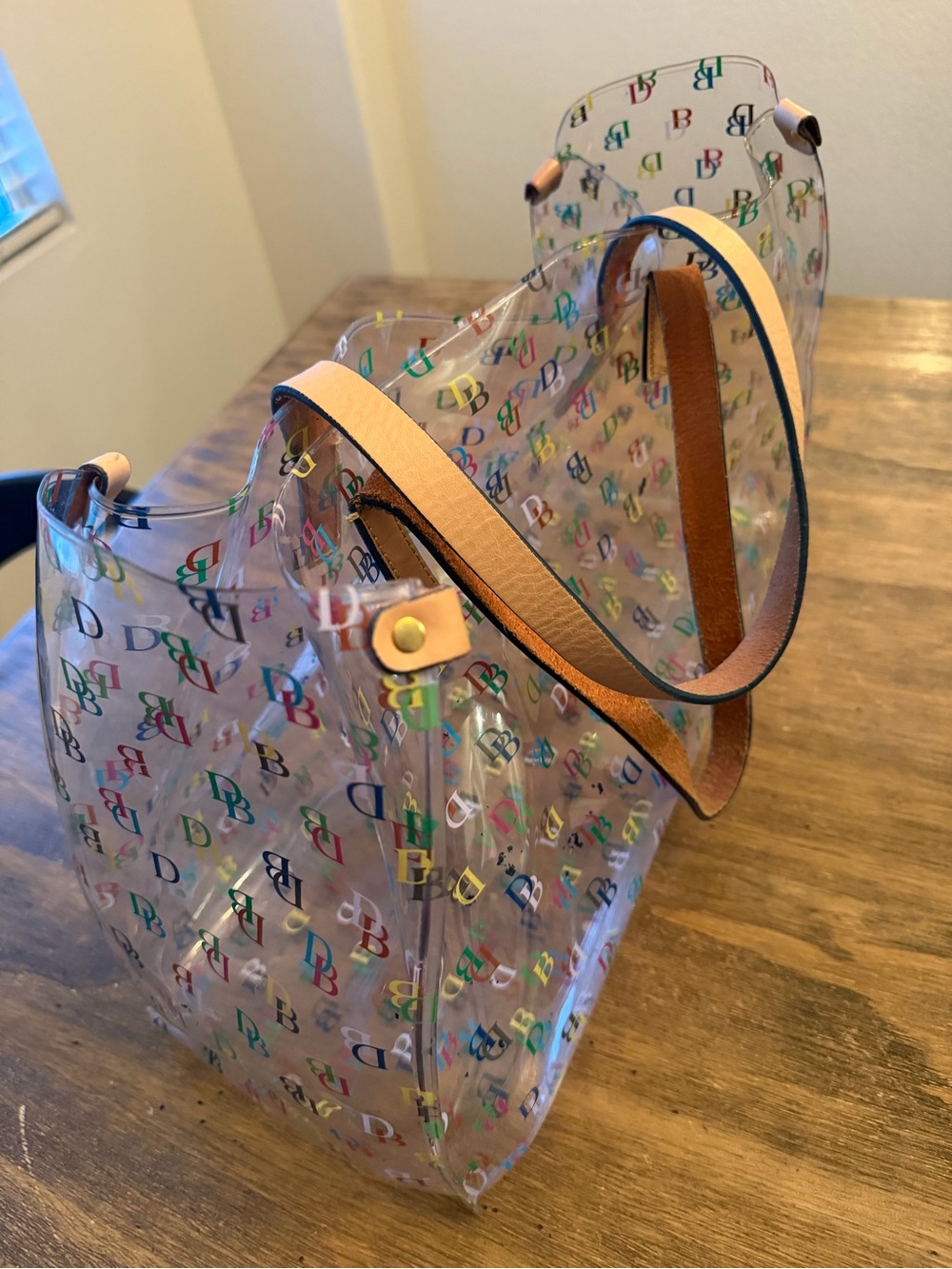 Dooney and Bourke Multicolor Clear XL shopper tan leather Signature - Picture 7 of 13